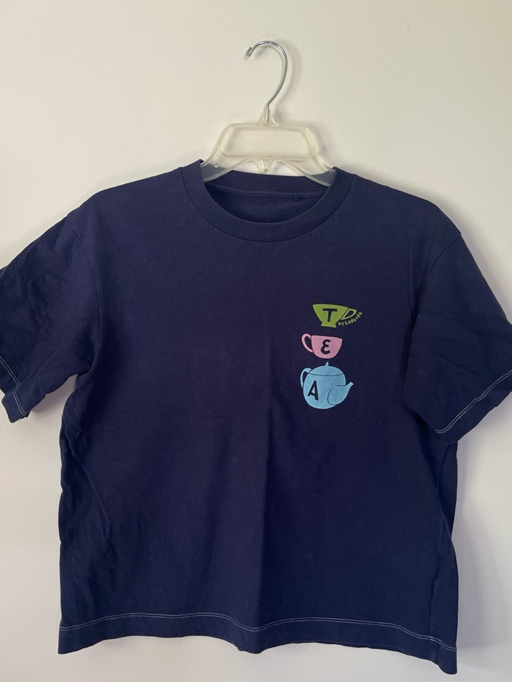 Navy Uniqlo Tee with Teacup Graphic